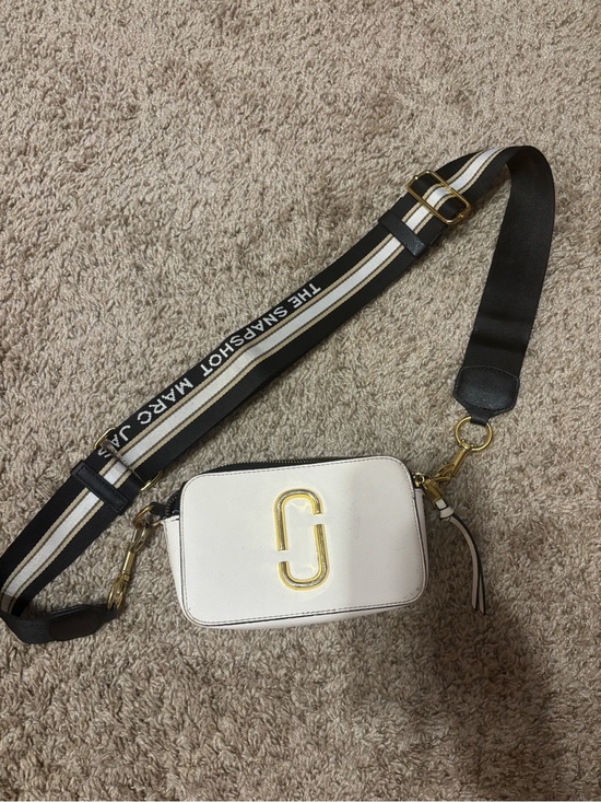 Marc Jacobs Handbags - Marc Jacobs White Snapshot Camera Crossbody with Striped Logo Strap
